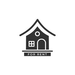 House for rent icon logo vector illustration concept. Real estate for rent, house for sale sign, isolated on white background