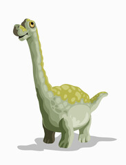 Little brachiosaurus. Cartoon dinosaur picture. Cute dinosaurs character. Flat vector illustration isolated on white background