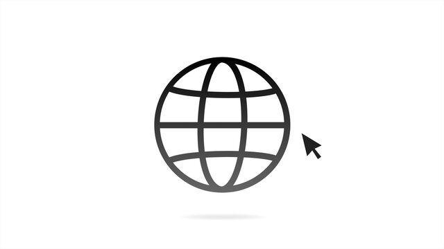 World Wide Web with Wire Globe and Cursor Click