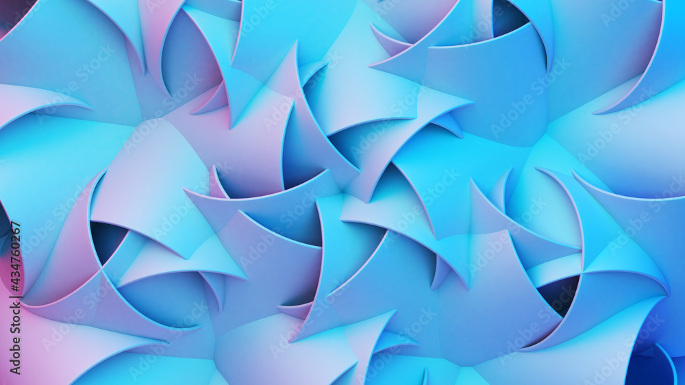 Aufkleber Scientific or technology abstractions with grid surface and surreal symmetric structure or ornament. Abstract background with blue fluorescent and vibrant tech structure. 3D illustration.