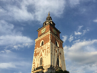 Town Hall Tower in Kraków, Poland is one of the main focal points of the Main Market Square in the Old Town district of Kraków. The Tower is the only remaining part of the old Kraków Town Hall demolis