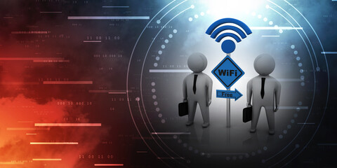 Fototapeta premium 3d illustration Business Network with wifi 