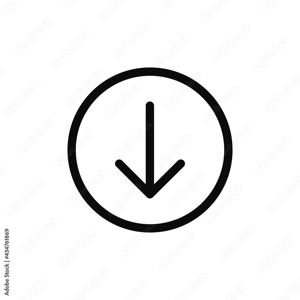 Sticker download icon vector. down arrow sign