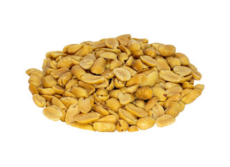 Half halved peanuts with salt added for snacking. Clipping path.