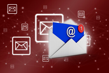 3d rendering E mail notification one new email message in the inbox concept
    
  