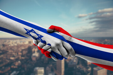 Business shaking with hands Israel 