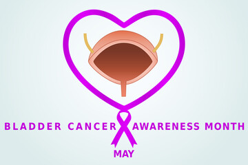 May Bladder Cancer awareness Month flat vector illustration. A health design for banner, poster, web. Protection, healthcare, prevention concept.