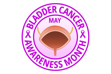May Bladder Cancer awareness Month flat vector illustration. A health design for banner, poster, web. Protection, healthcare, prevention concept.
