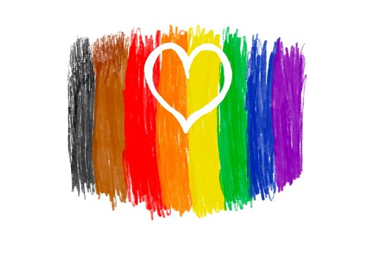 Drawing hearts on rainbow colors, concept for lgbtqai celebrations in pride month around the world in June 25.