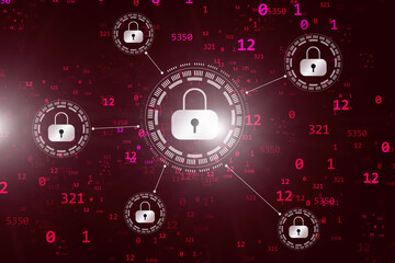 Obraz premium 2d illustration Safety concept: Closed Padlock on digital background 