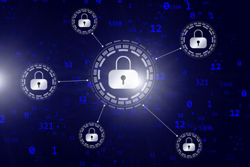 Obraz premium 2d illustration Safety concept: Closed Padlock on digital background 