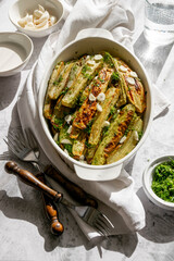 Ready to eat grilled zucchini, summer tasty appetizing