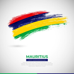 Happy independence day of Mauritius country. Creative grunge brush of Mauritius flag illustration