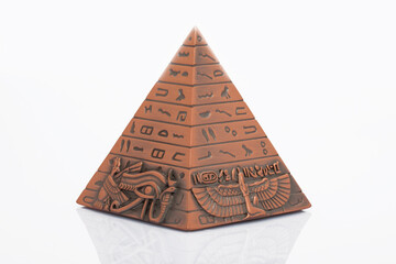 Egyptian Cheops pyramid souvenir on white background