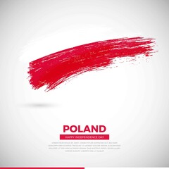 Happy independence day of Poland country. Creative grunge brush of Poland flag illustration