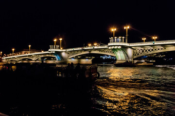 Annunciation bridge across the Neva river in Saint Petersburg, Russia. Night view