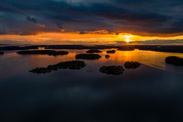 Fototapeta premium sunset over the lake