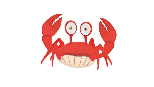 Crab. Sea crab animation, alpha channel enabled. Cartoon