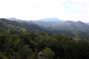 Obraz premium 志賀高原の夏。高台から眺める信州の山並み。 