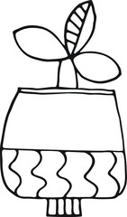 Planta e Vaso em desenho vectorial. Clipart, Icon, simbolo.