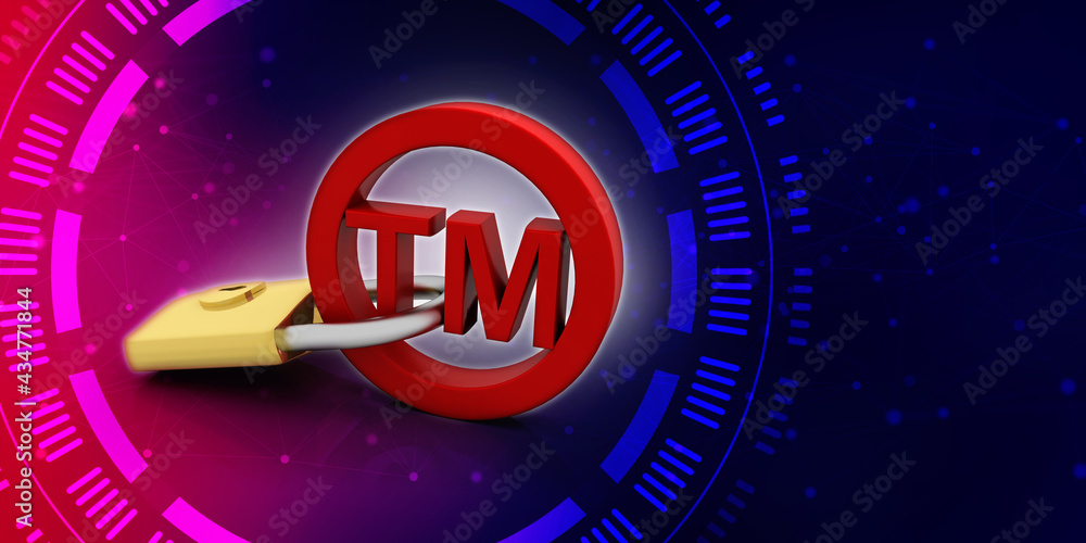 Poster 3d rendering tm trade mark sign security concept