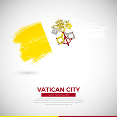 Happy national day of Vatican City country. Creative grunge brush of Vatican City flag illustration