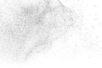 Distressed black texture. Dark grainy texture on white background. Dust overlay textured. Grain noise particles. Rusted white effect. Grunge design elements. Vector illustration, EPS 10.