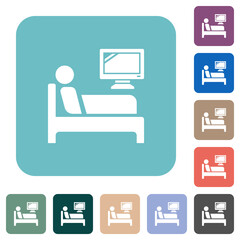 Hospital ward rounded square flat icons