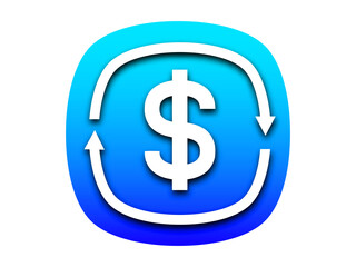 Icon of dollar sign in circle made of arrows, payment or currency exchange finance icon