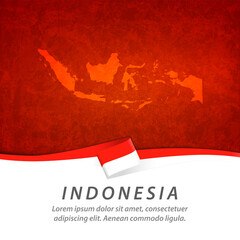 Indonesia flag with map