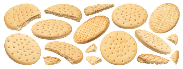 Round crackers isolated on white background with clipping path