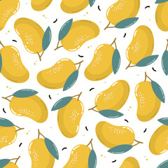 Tropical seamless pattern. Beautiful summer background. Hand drawn vector illustration.