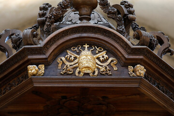 Fototapeta na wymiar Saint Mary Magdalene basilica, Vezelay, France. Detail of the pulpit