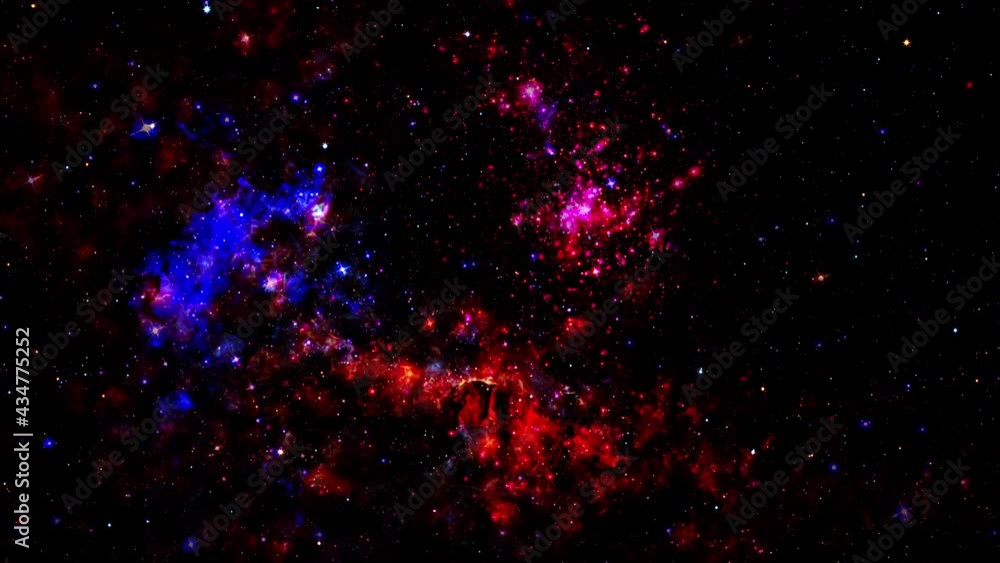 Poster seamless loop space exploration mystery flickering glowing nebula cloud. 4k 3d render space discover