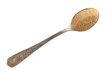 granulated Coconut sugar in silver teaspoon cutout