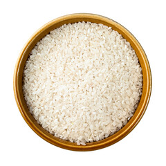 medium-grain polished rice in round bowl cutout