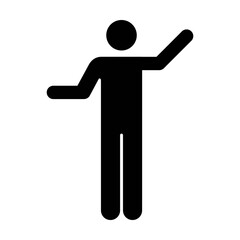 Raised hands icon vector male person open arms symbol in a flat color glyph pictogram illustration