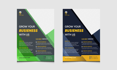 Flyer Template, Corporate Business flyer template, vector design,  Geometric shape used for business poster layout, corporate banners,  IT Company flyer, and leaflets. Graphic design layout with train