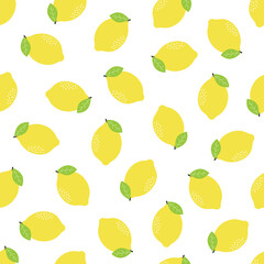 seamless pattern of cartoon lemons on white