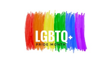 Drawing rainbow flag, the symbol of lgbtqai communities around the world with texts ‘lgbtq+ Pride Month’, concept for lgbtqai celebrations in pride month, 25th June.
