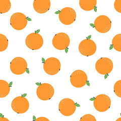 seamless pattern with cartoon orange fruit on white