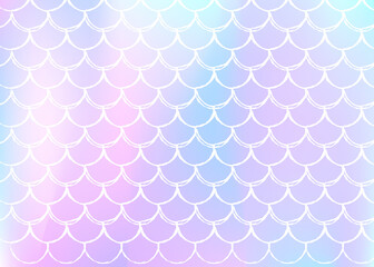 Holographic mermaid background with gradient scales.