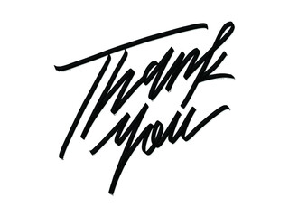 Thank you. Hand written lettering isolated on white background.Vector template for poster, social network, banner, cards.