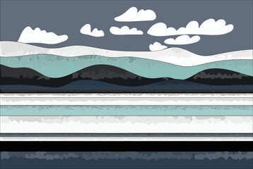 landscape mountain winter night vector background