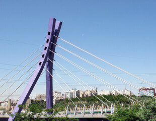Obraz premium Abrisham cable-stayed pedestrian bridge in Ab-o-Atash park in Tehran, Iran