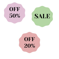 Three stickers on the theme of sale