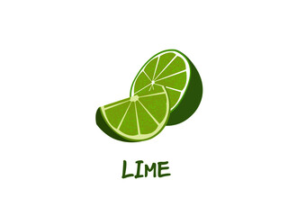 Obraz premium vector isolated slice lime with sour taste illustration 