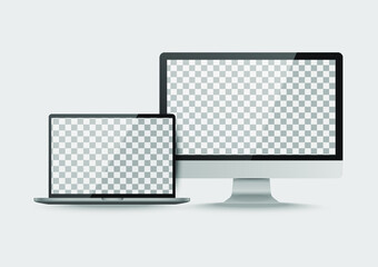 Display screen. Realistic flat computer laptop blank isolated device. Object with shadow vector illustrator.
