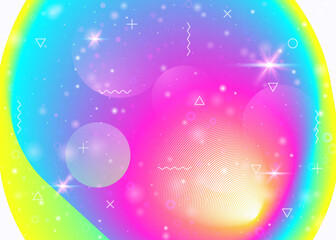 Hologram background with vibrant rainbow gradients. Dynamic fluid. Holographic cosmos.