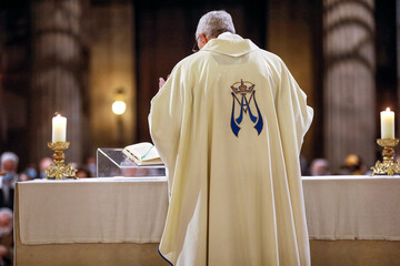 Mass in Saint Philippe du Roule church, Paris, France.